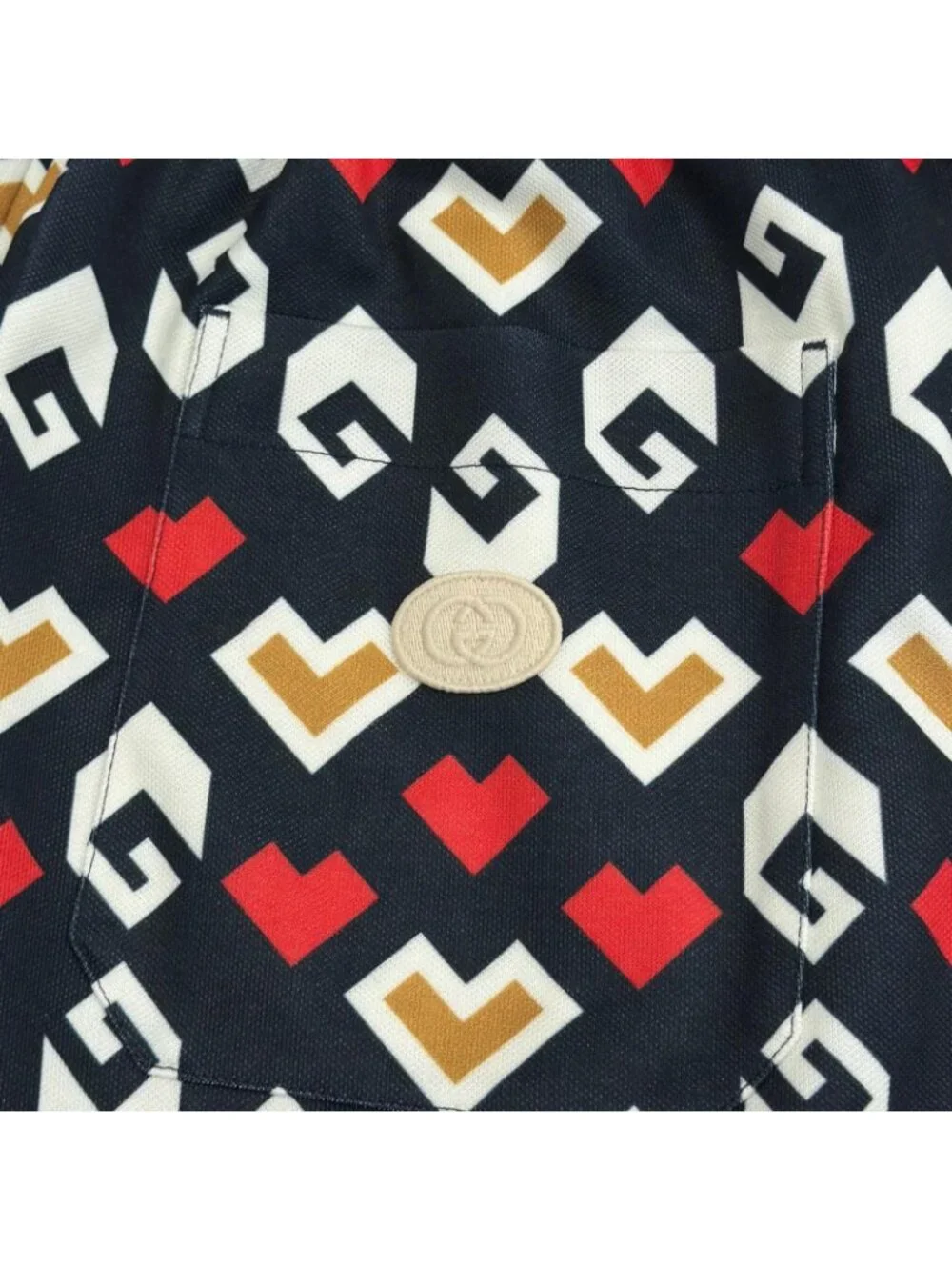 Gucci Square G Heart Print All Over Technical Jersey Shorts